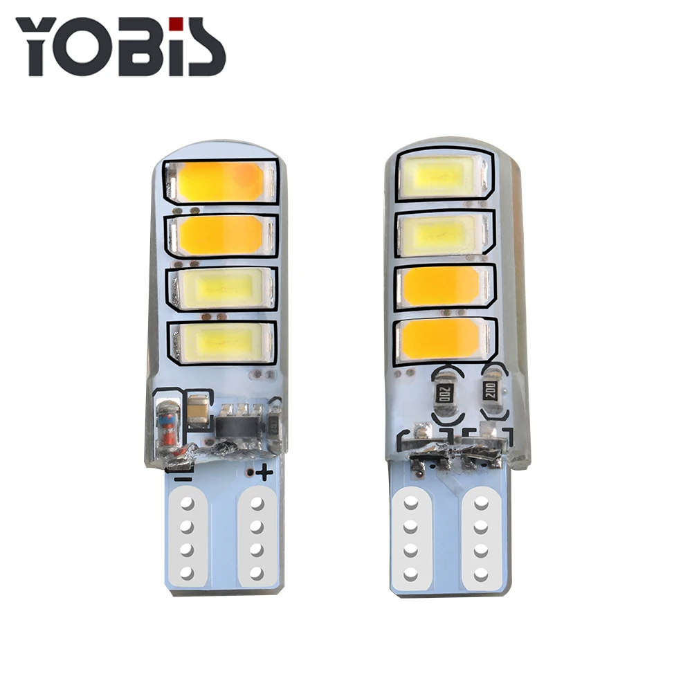 Factory direct T10 5630 8SMD silicone flashing two-color LED license plate light width lamp door light