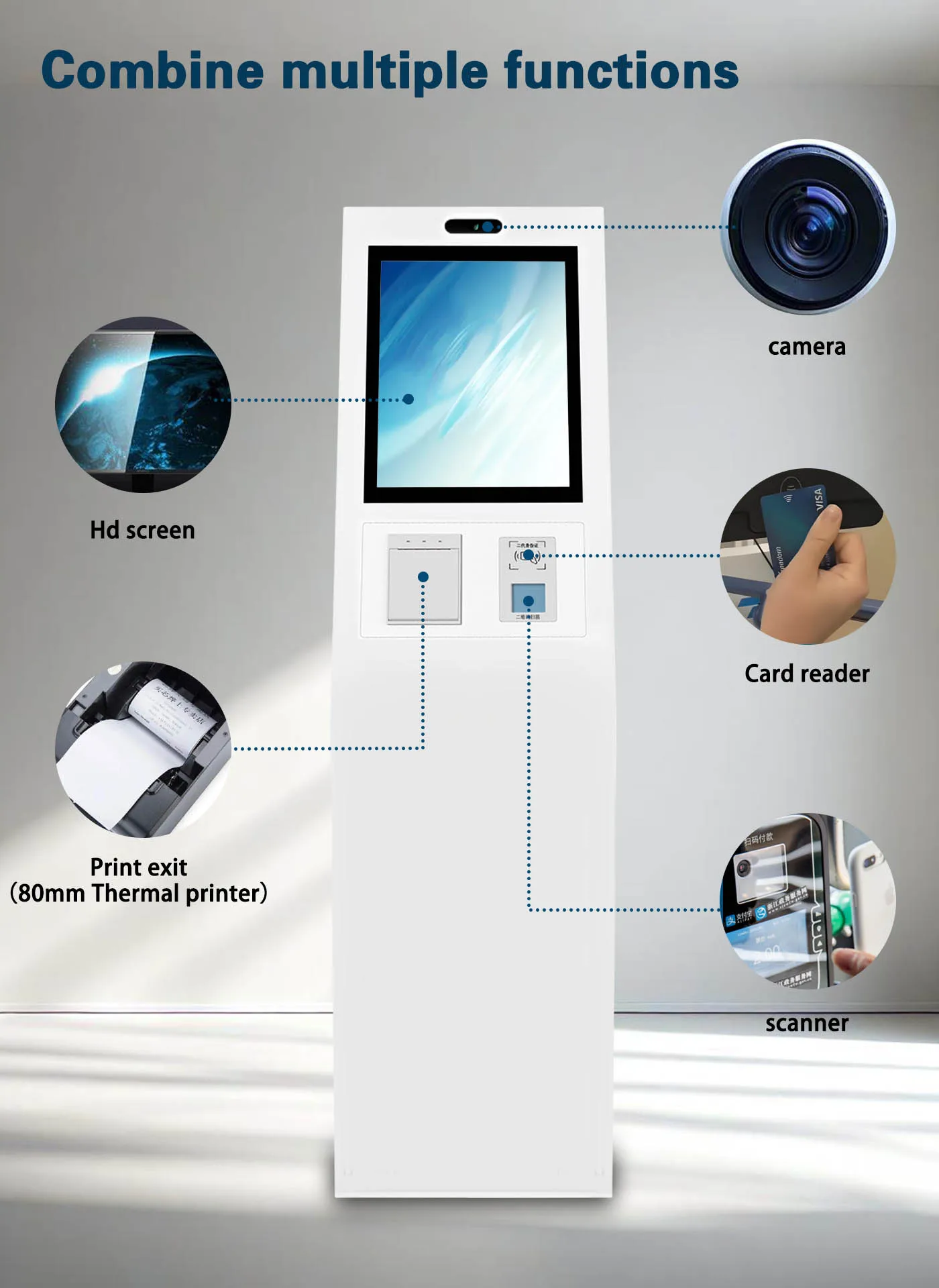 21.5 inch Queue machine  Queue Management System Kiosk Number Calling Kiosk With Ticket Dispenser for Bank/Hospital/Government
