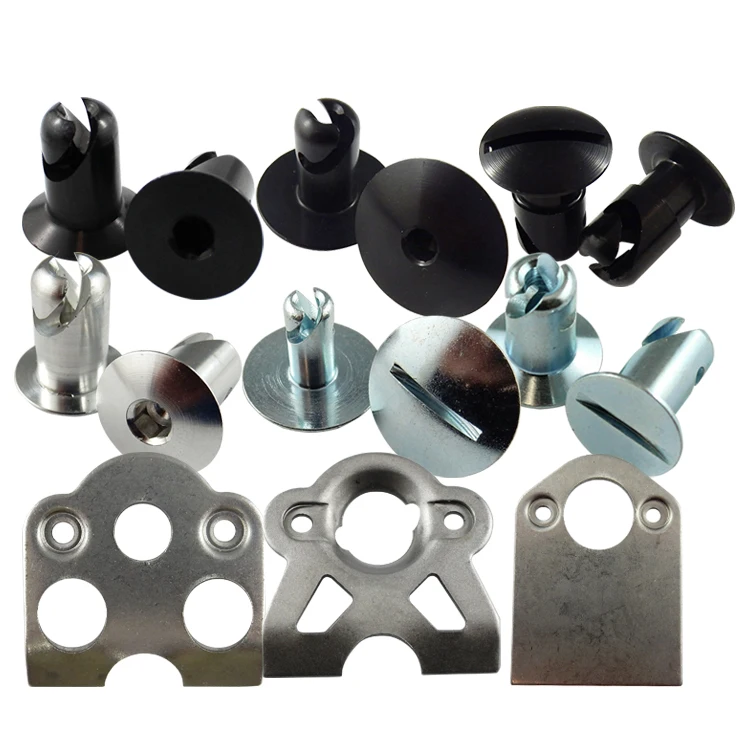 Custom flat center dzus quarter turn fastener with spring back plate