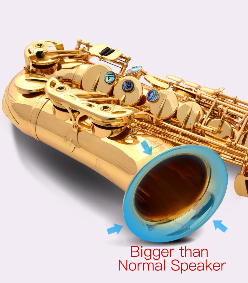 
Gold Lacquer Brass Alto Instrument Accessories Professional Eb OEM China Sax Saxophone Alto 