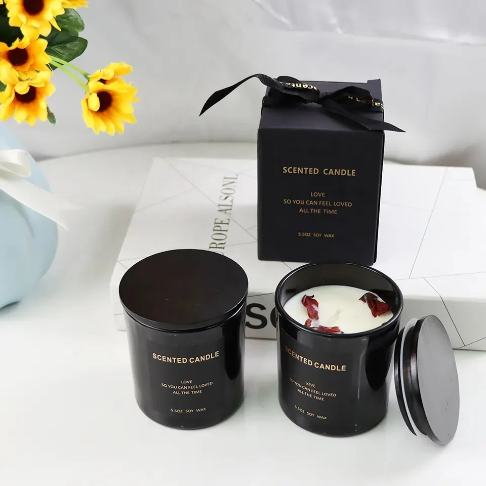 Custom Scents Private Label Wholesale Glass Scented Candle With Gift Box Packaging For Gift Home Decor