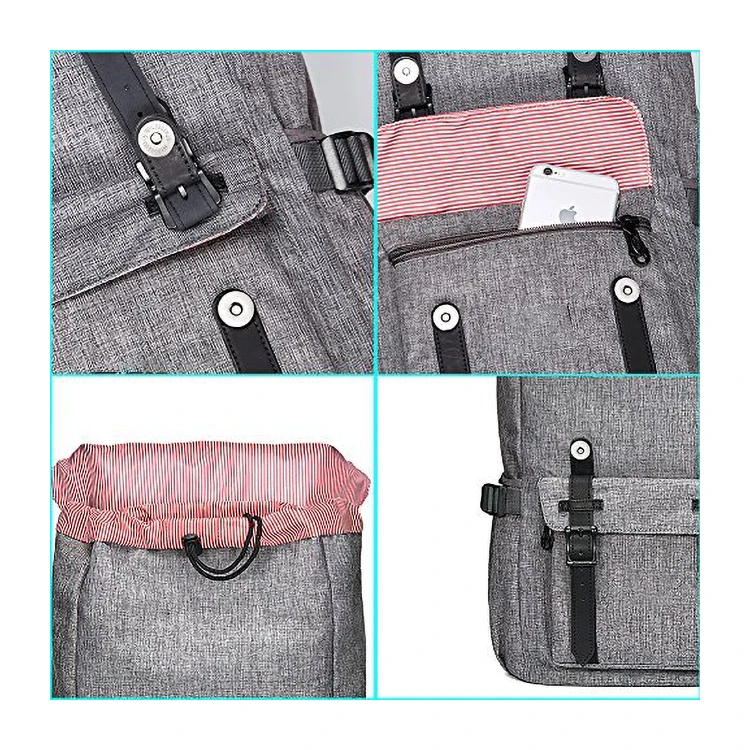 Large capacity waterproof anti theft Teenager travel school College laptop Canvas backpack Vintage rucksack