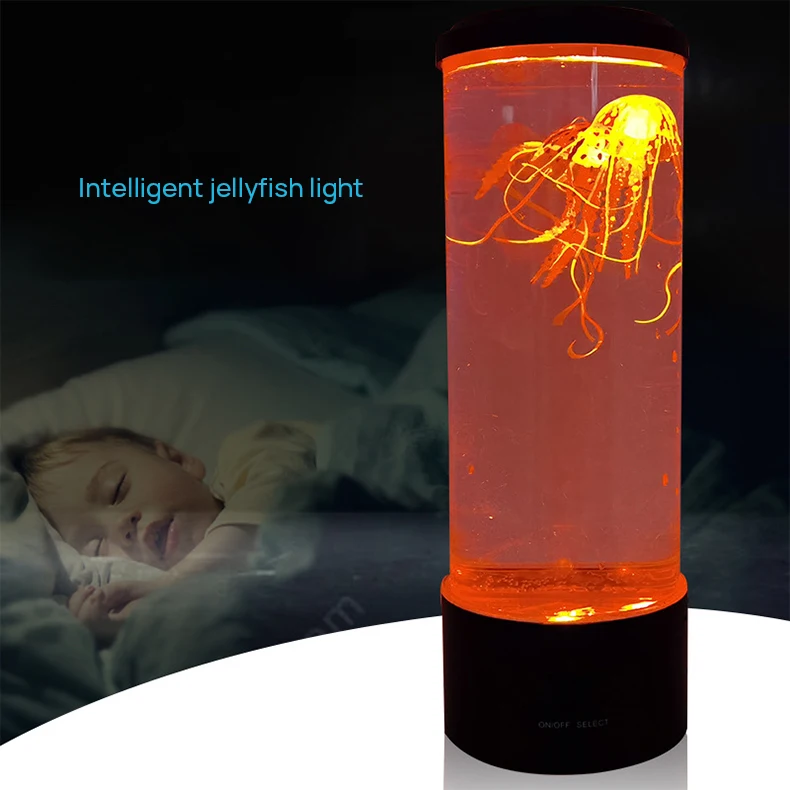 Moon Light Table Bedside Lamp With Aquarium Color Changing Mood Relaxing LED Night Light Desktop Novelty Jellyfish Light