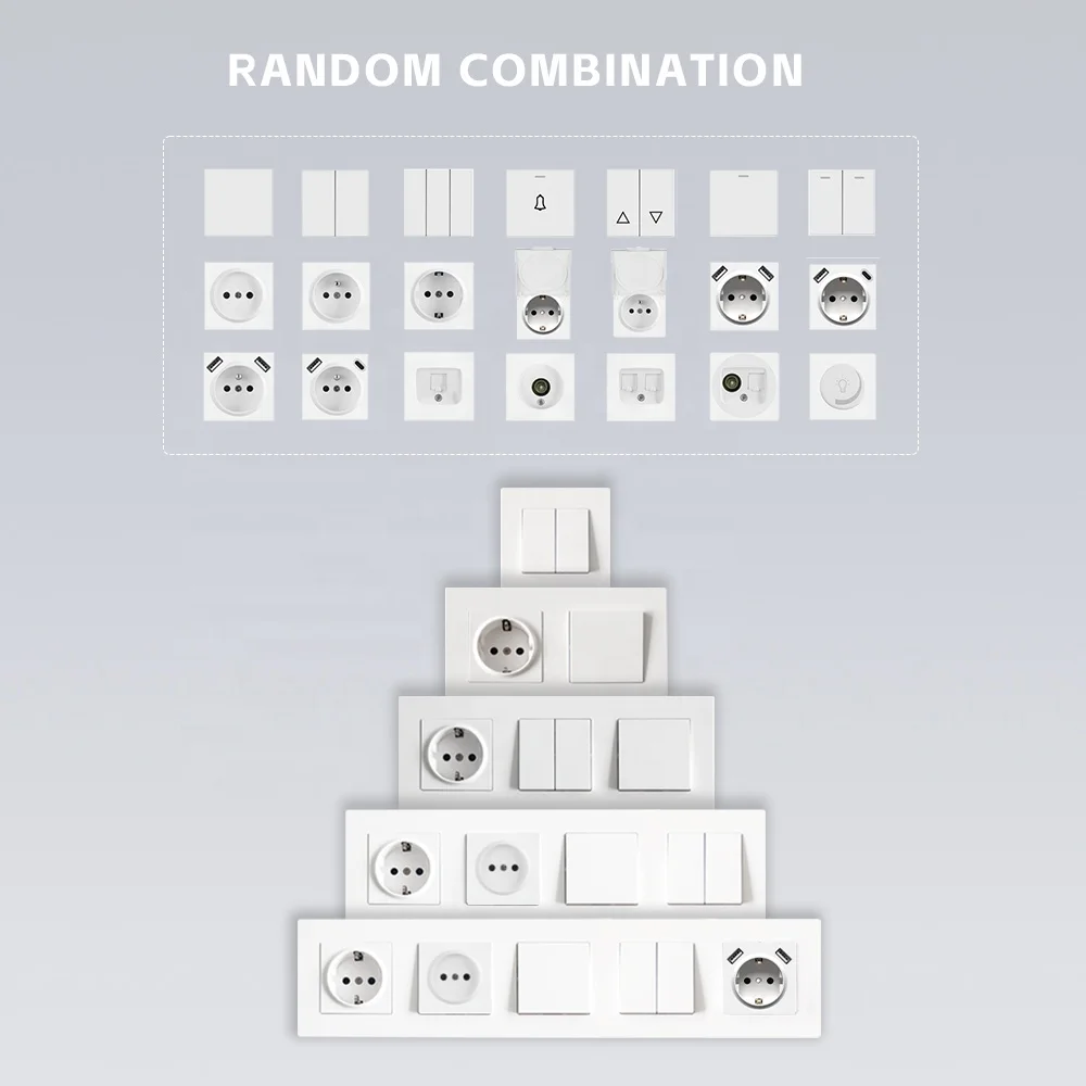 EU Standard White/Black/Gold/Grey Color PC Panel Electrical Power Schuko Socket Germany Wall Socket With Dual Type A USB Ports