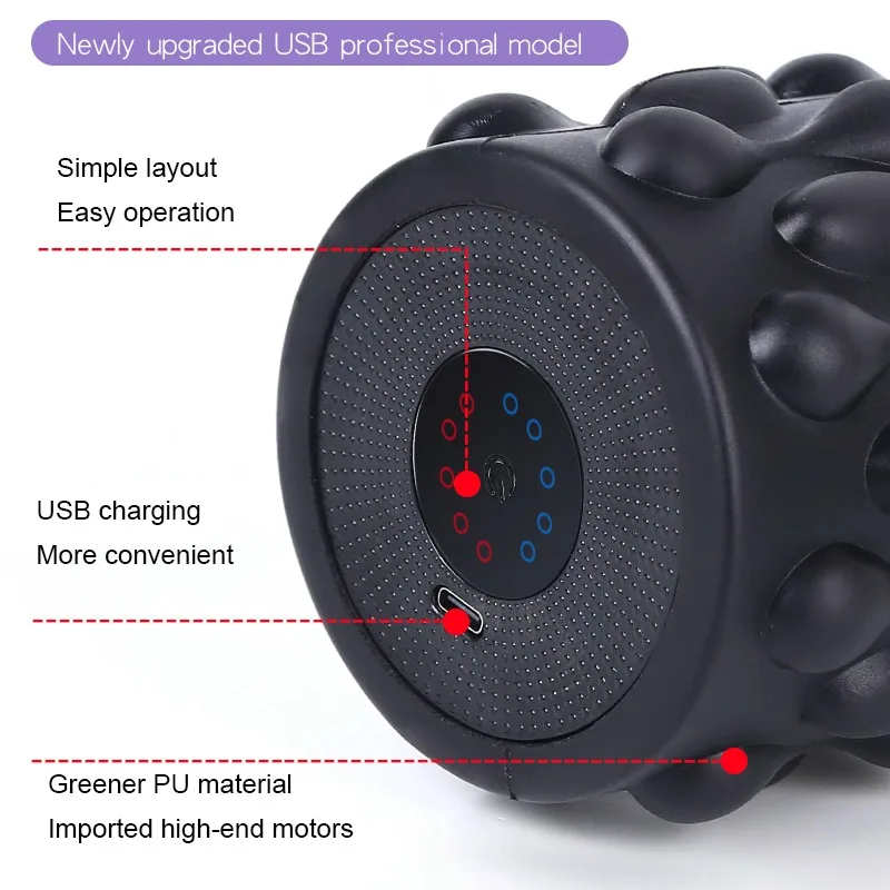 Электрический Вибрационный Массажный ролик массажная Колонка для йоги спинки ног 5 режимов регулируемый массажер блок тренажерного зала фитнеса тренировок