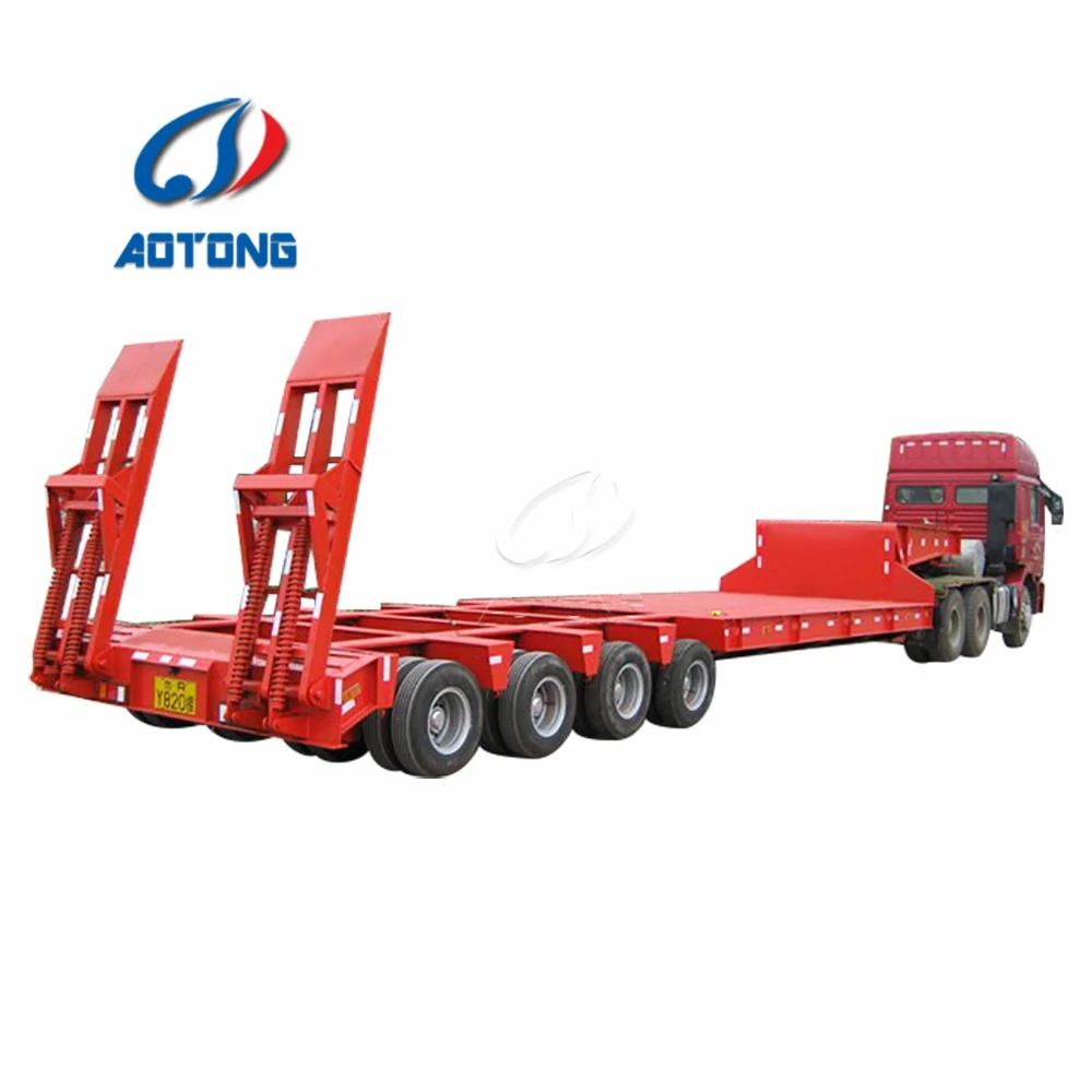 AT-6 axle 3 lines lowbed semi trailer detachable gooseneck 90t-100t load capacity