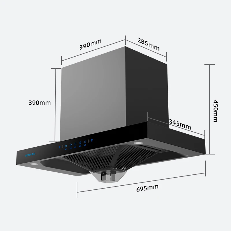 Double Turbo Motor Range Hood Wholesale Custom Slant Cooker Hood Electric Home Appliance Kitchen Chimney Extractor