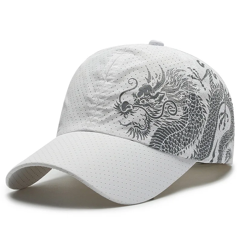 Wholesale Chinese style sport dragon printing hats baseball cap for men quickly dry dad hats