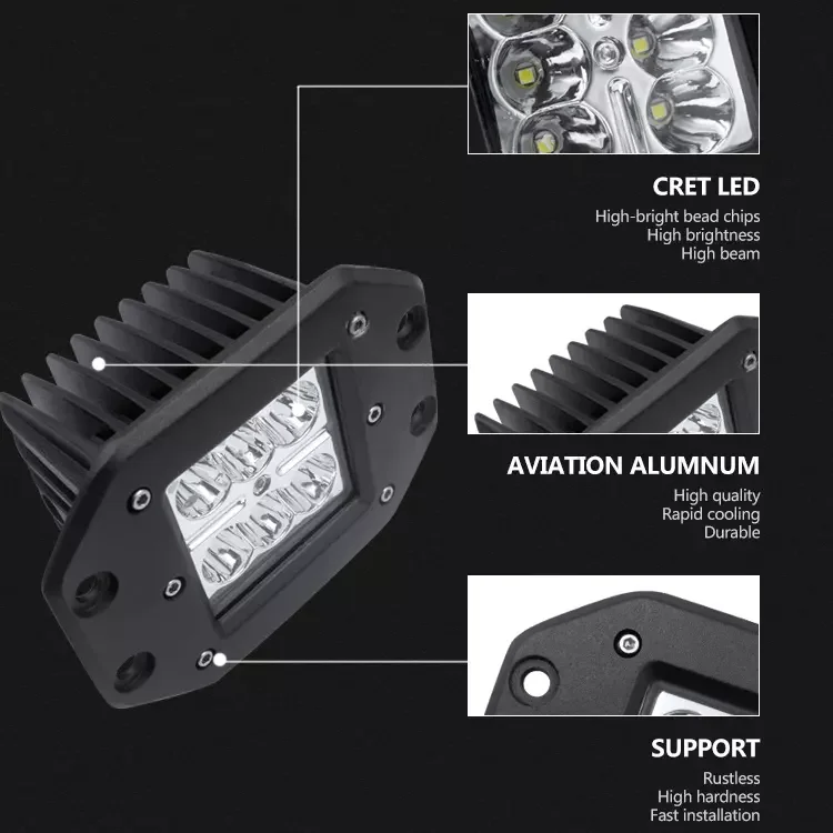 High power 3 inch  square cubes waterproof IP67 18W led flush mount pods led work light for all cars