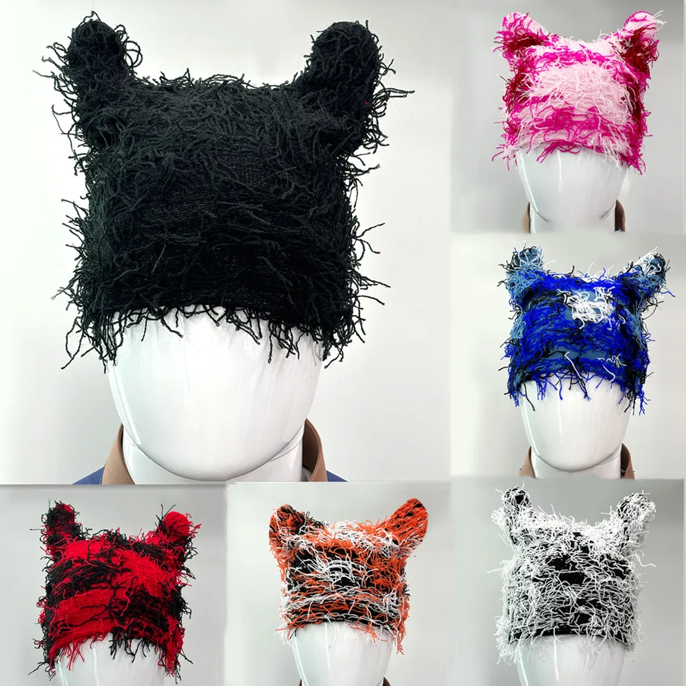 2024 стильная четырехсезонная интересная Лыжная маска с черепом Y2K Балаклава вязаная шапочка ушками