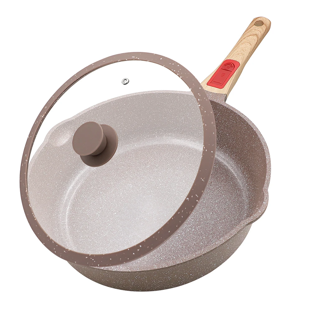 Ceramic Coating Saute Pan Induction Cookware Removable Skillet Pan Nonstick Deep Frying Pan with Lid