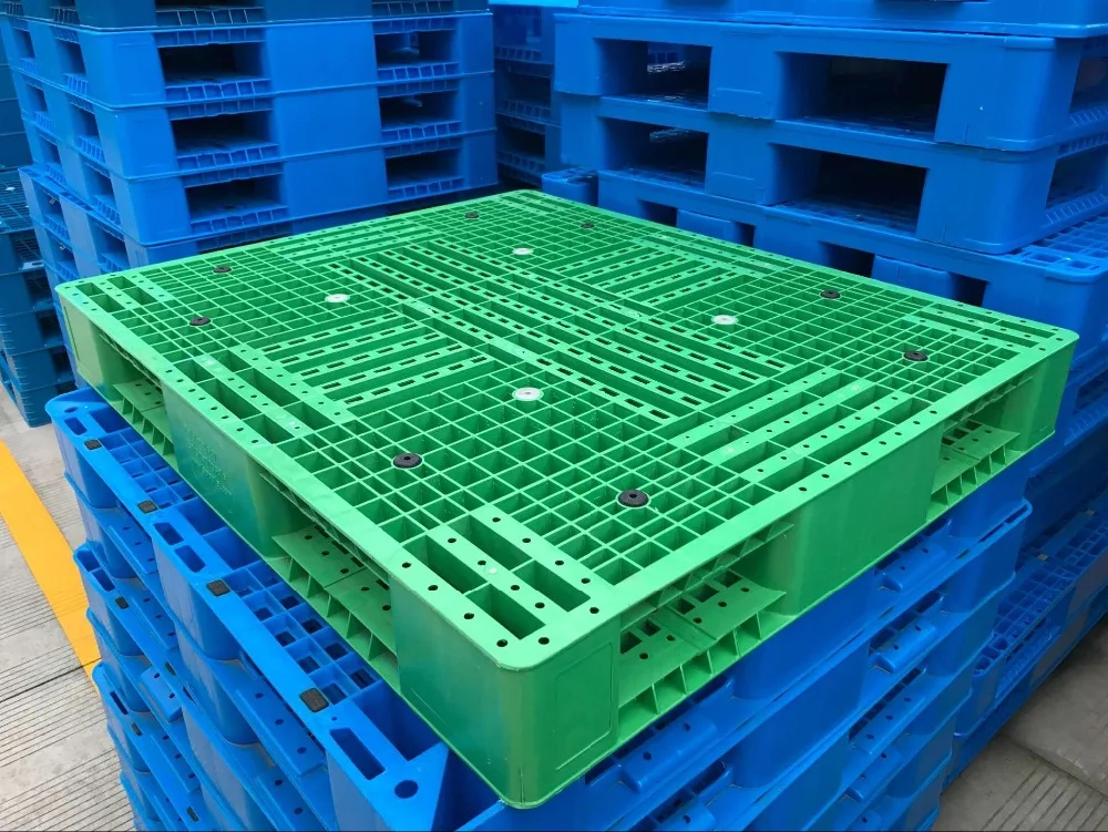 HUADING 48x40 Polyethylene Forklift Plastic Pallet Single Faced 4-Way Entry HDPE Material Industrial Storage Logistics Use