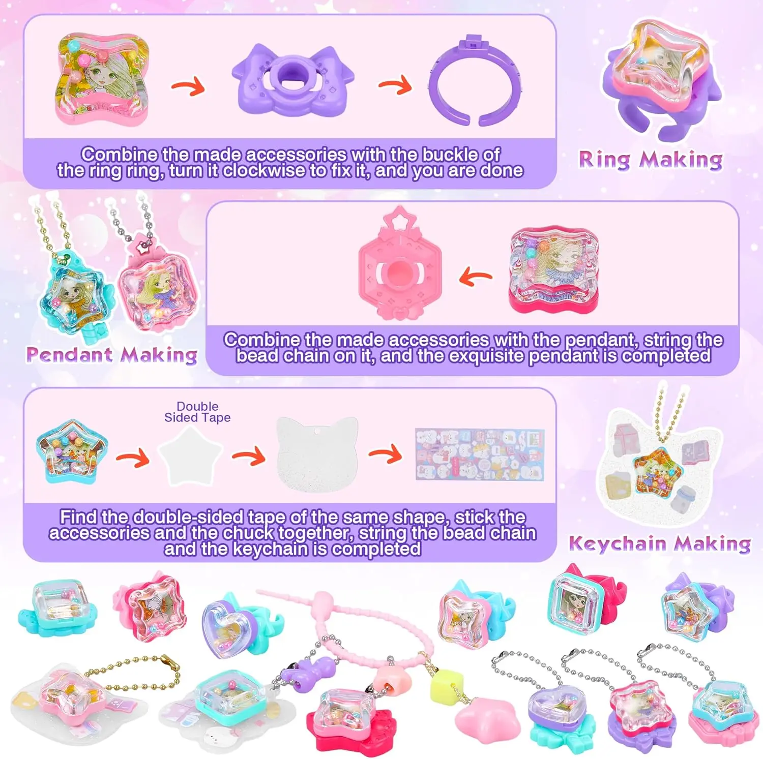 DIY Jewel Rings Stickers Magical Kits for Girls, Handmade DIY Crafting charms DIY Crafts gifts for Kids