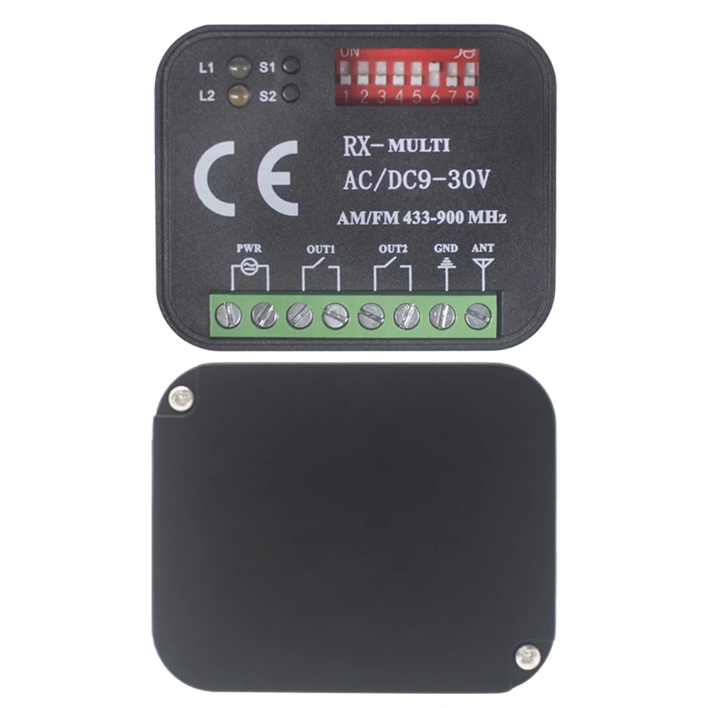 AC/DC85-250V Multi-frequency 433-900MHz Universal Receiver Switch Garage door pump Lamp Remote door opener Relay 220V