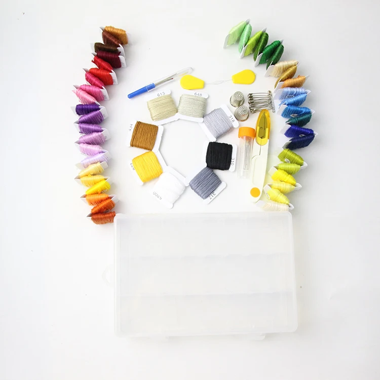 Wholesale diy craft cross stitch kits 50 colors embroidery starter kit