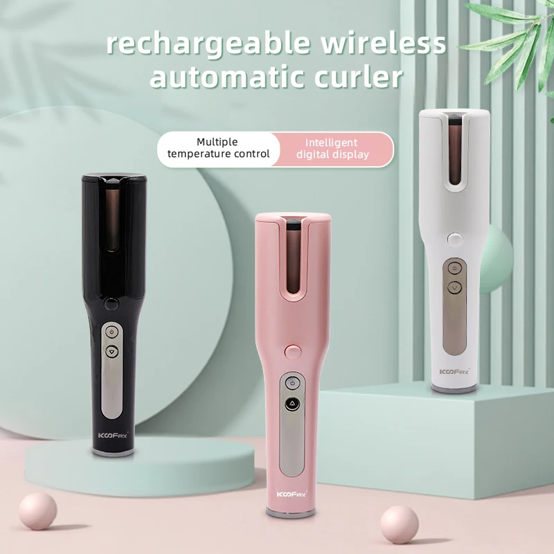
Professional Wireless Self Rotating Hair Curl Automatic Hair Curler, Digital Usb Rechargeable Curling Iron// 