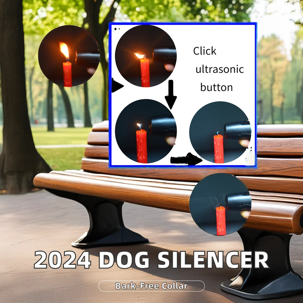 2024 Rechargeable Electric Dog Bark Deterrent Outdoor Sonic Ultrasonic Repellent LED Light Anti-Barking Training Device Plastic