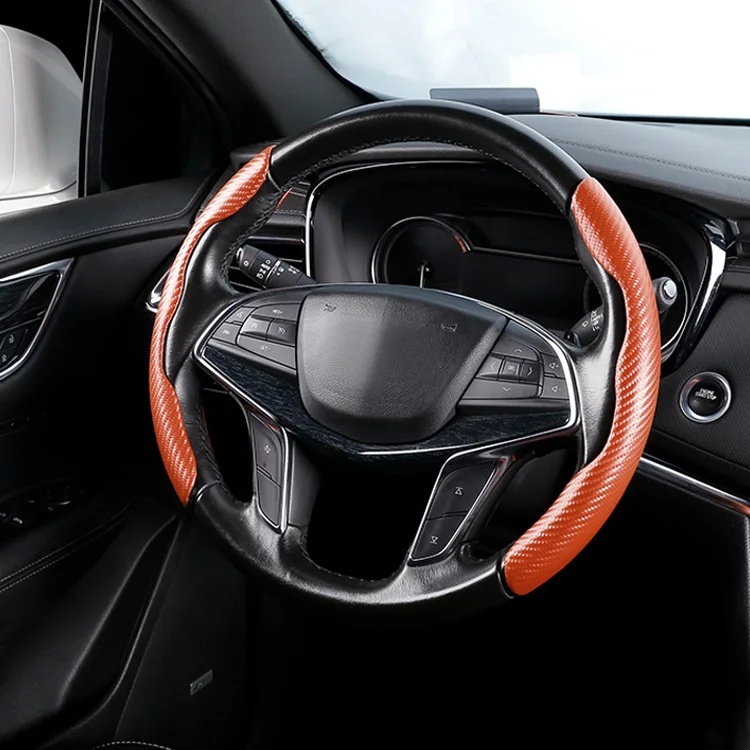 Hot sale universal size 36 38 40 cm carbon fiber leather car steering wheel cover