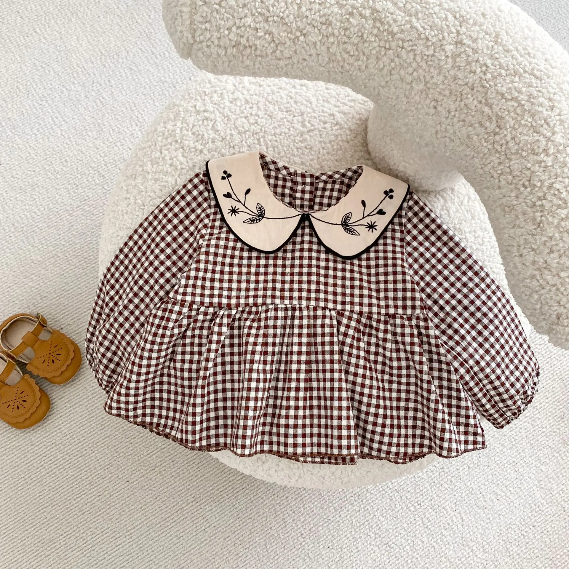 Engepapa autumn newborn cotton floral long sleeve lace top infant loose cute children s clothes baby clothing set 2pcs