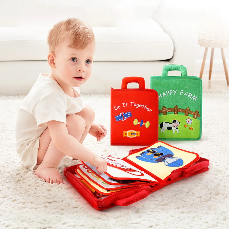 SEEJOYOU Wholesale Price OEM Custom Montessori Educational Detachable Baby First Book Soft 3D Animal infant Cloth Books
