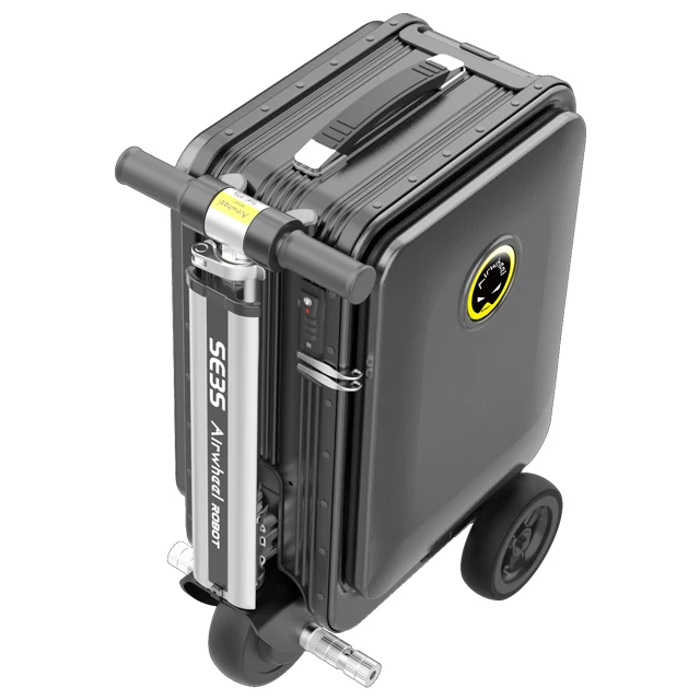 Airwheel travel suitcase escooter black pink ride