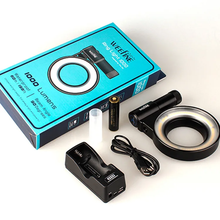 WEEFINE WF051 Ring Light 1000  Led Diving Torch scuba  Lamp Waterproof Light Photo Light