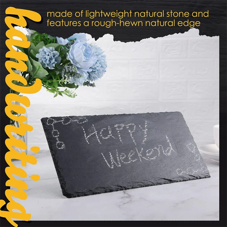 Slate Serving tray Natural Slate Dinner Plate Rectangle Black Stone Plates For Tableware Cheese Board Cheese Plates Fruit Slates