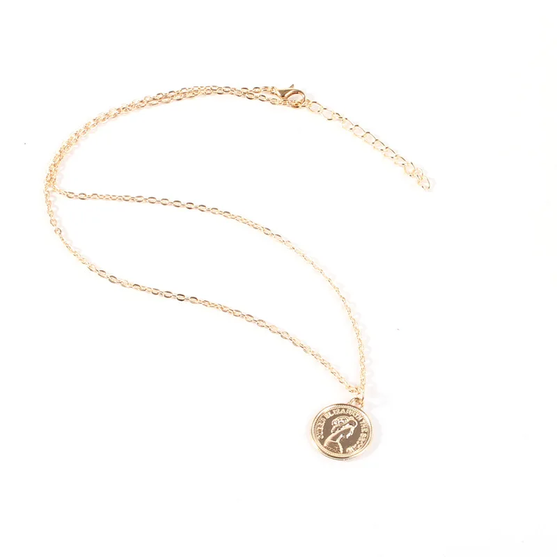  Explosive fashion all-match ladies necklace coin pendant simple personality torque chain locket choker necklet