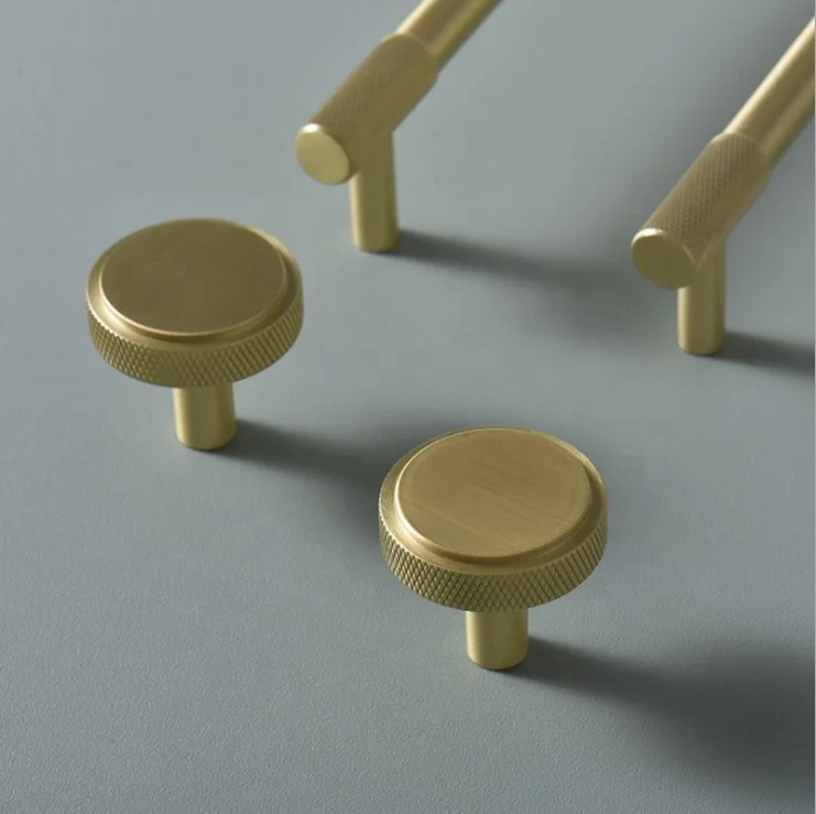 KOSIN HARDWARE CHINA JING HANDLE Cabinet Cupboard Cabinet Solid Brass Knurled Handle And Knobs