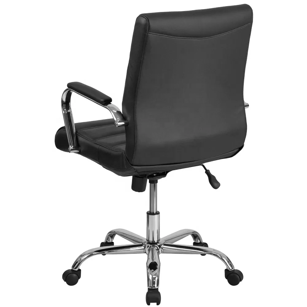 Mid-Back Office Furniture Computer Desk Chair with Armrest Swivel  Adjustable Ergonomics Leather Office Chair