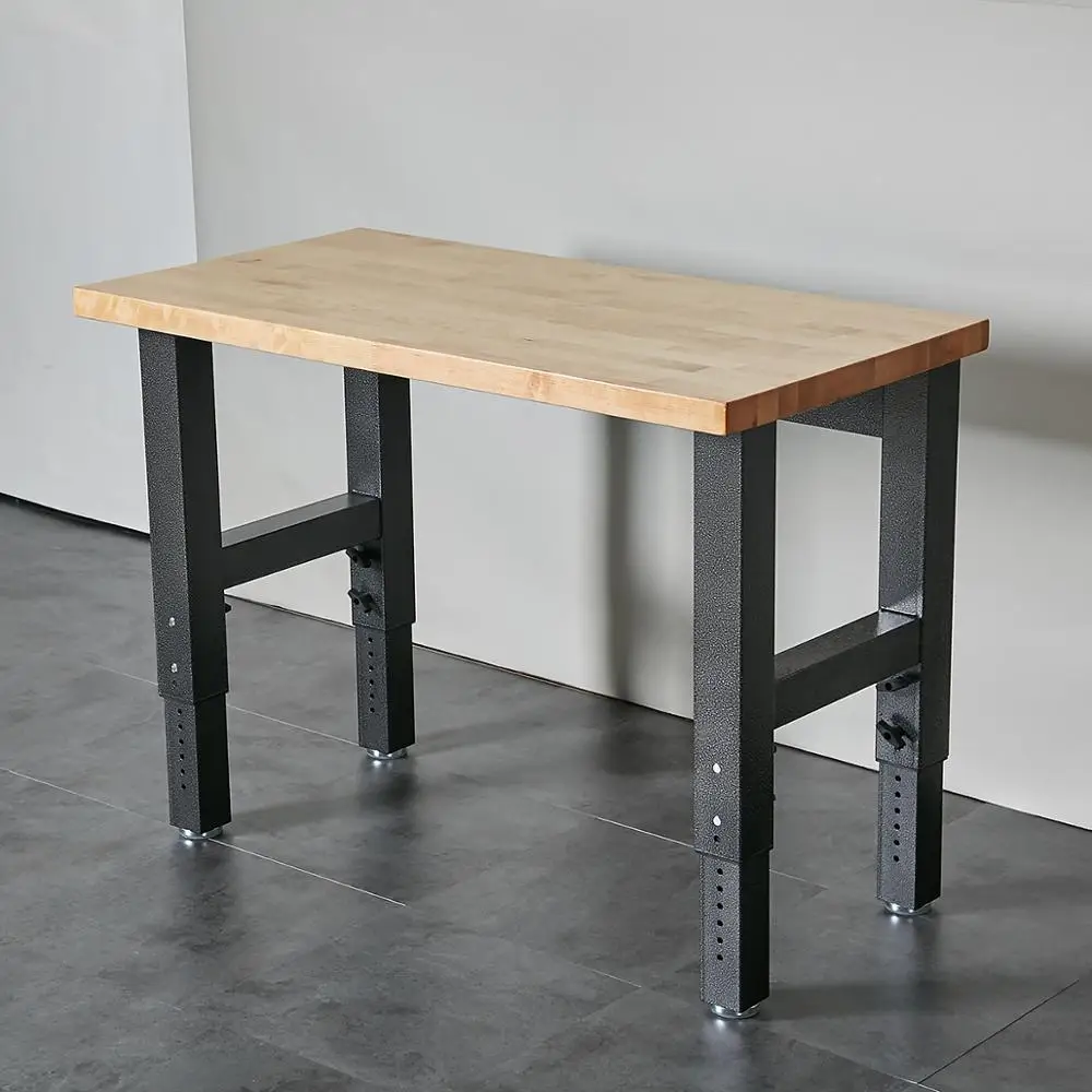 adjustable height garage working table 48 inch hardwood workbench with hammer granite finish