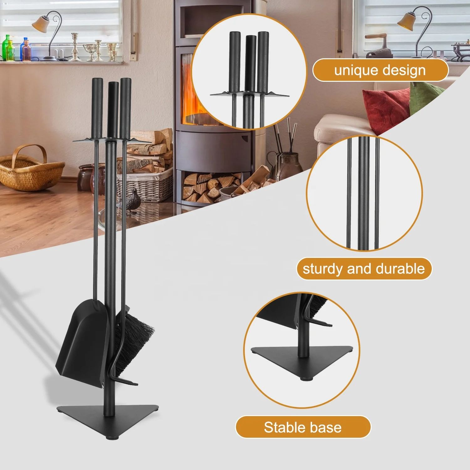 Wood Stove Indoor and Outdoor Heating Cast Iron Black Fireplace Tool Sets Household Accessories
