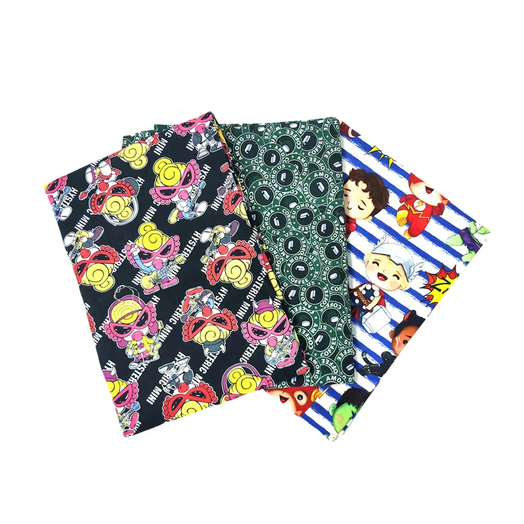 NO MOQ Professional Customized Digital Printed Cartoon Printing 100 Cotton Canvas Fabric For Beach Bag