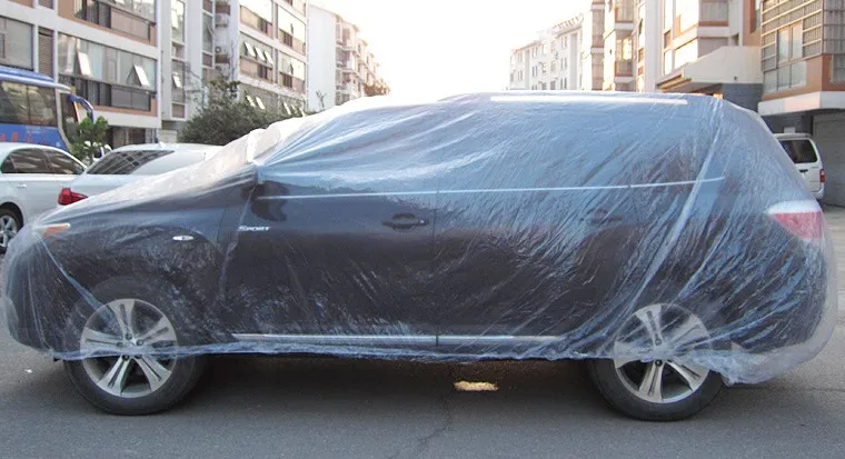 Прозрачный одноразовый пластиковый чехол для автомобиля из полиэтилена