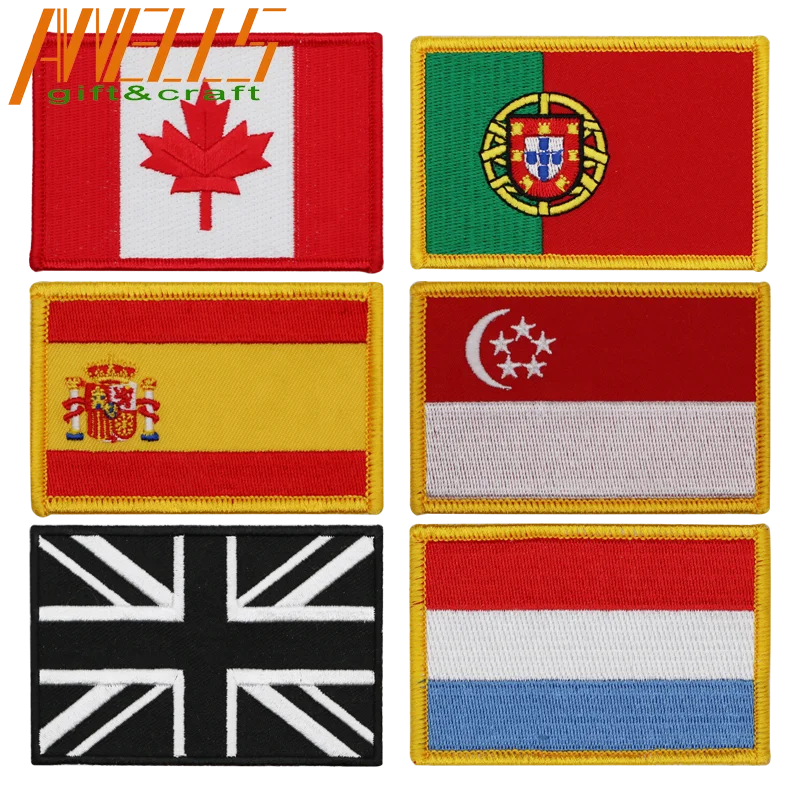 Embroidered Flag Patches Country And Regional National Sew-On Embroidered Badges Patches US UK European State Province Iron on
