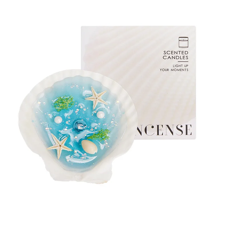 Holiday Ocean Seashell Base with Candles With Jelly Wax For Wedding Home Gift