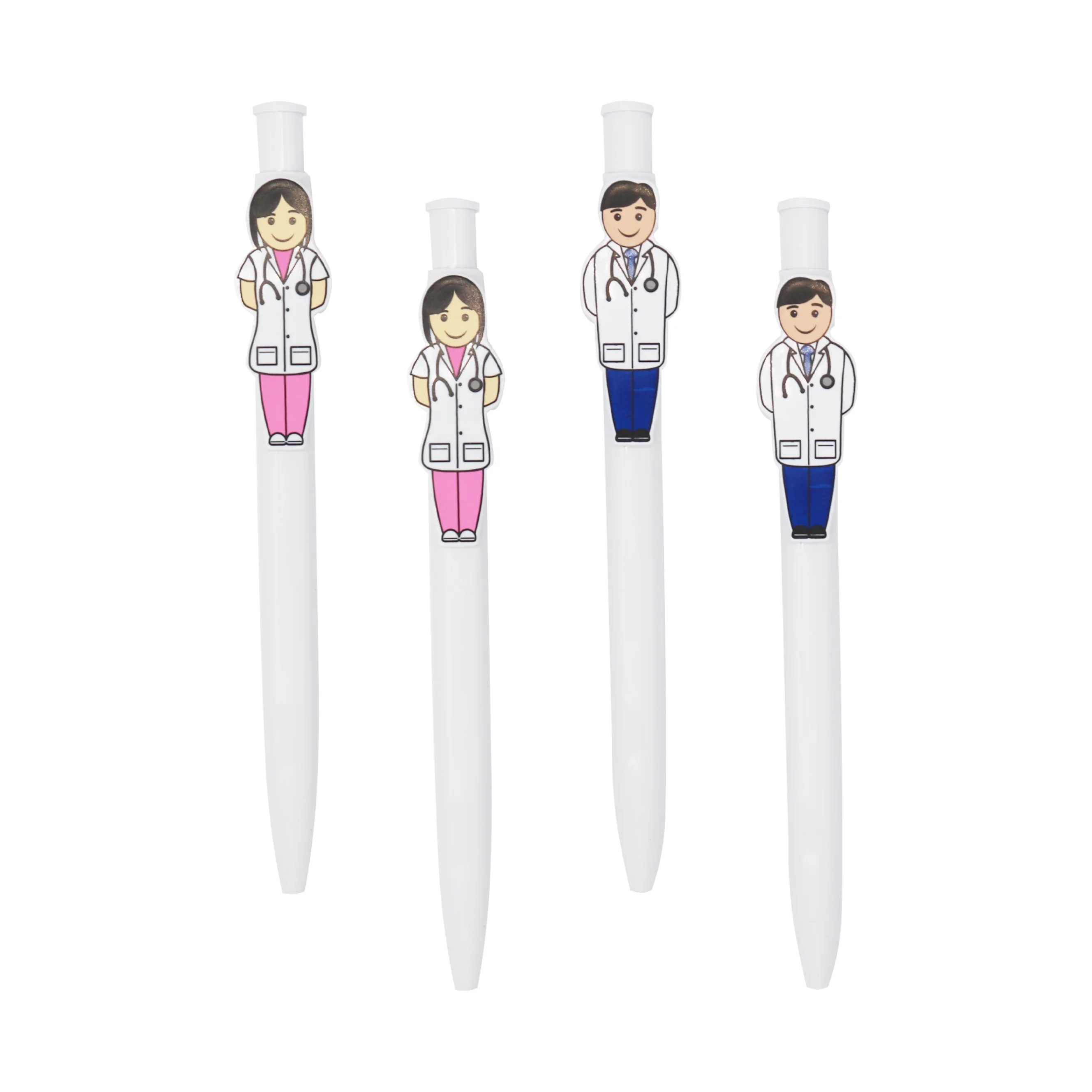 hot wholesale medical promotional doctor nurse gift ball pen with 3D custom design clip-Cartoon Doctor nurse Ball Pens custom