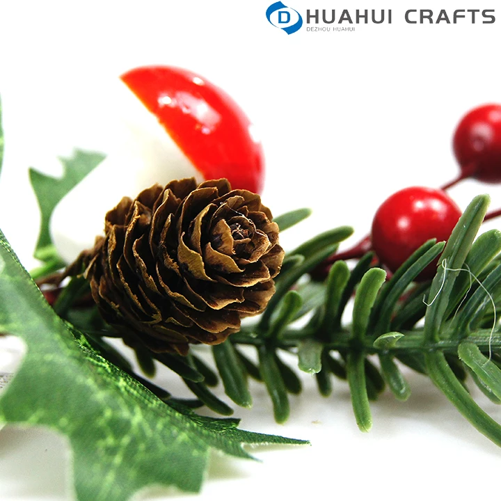 Red fabric Xmas poinsettia flowers stem with glitter Red velvet flowers Christmas tree decor manufacturer wholesale