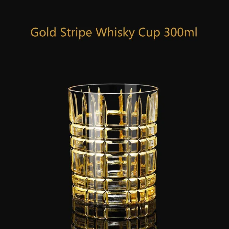 Luxury gold coated whisky glass cup Household high-end wine glass cup  European thickened crystal glass cup