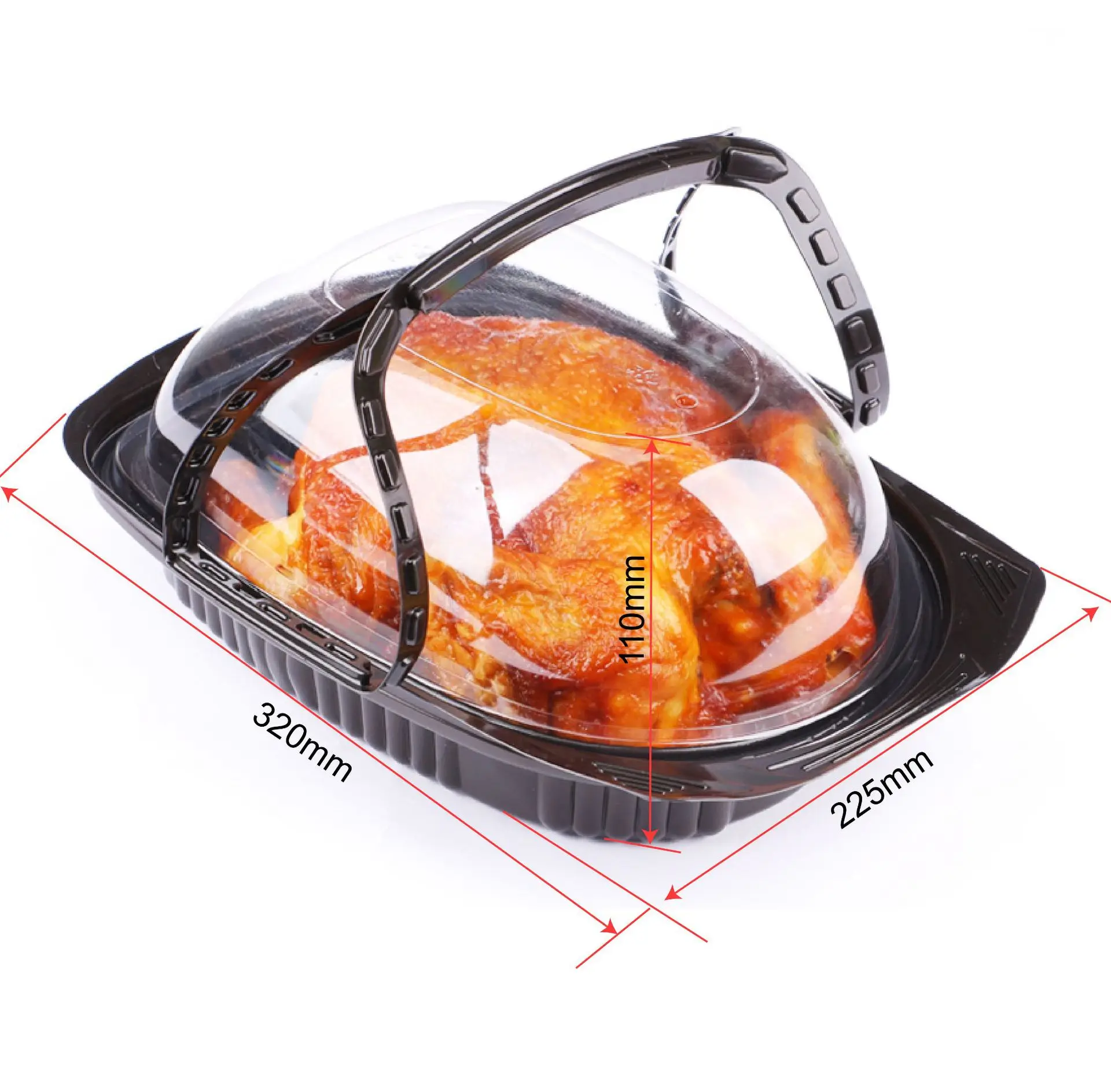 Plastic Trays Take Away Food Container Plastic Roast Chicken box with Lid,PP high permeability food packaging box