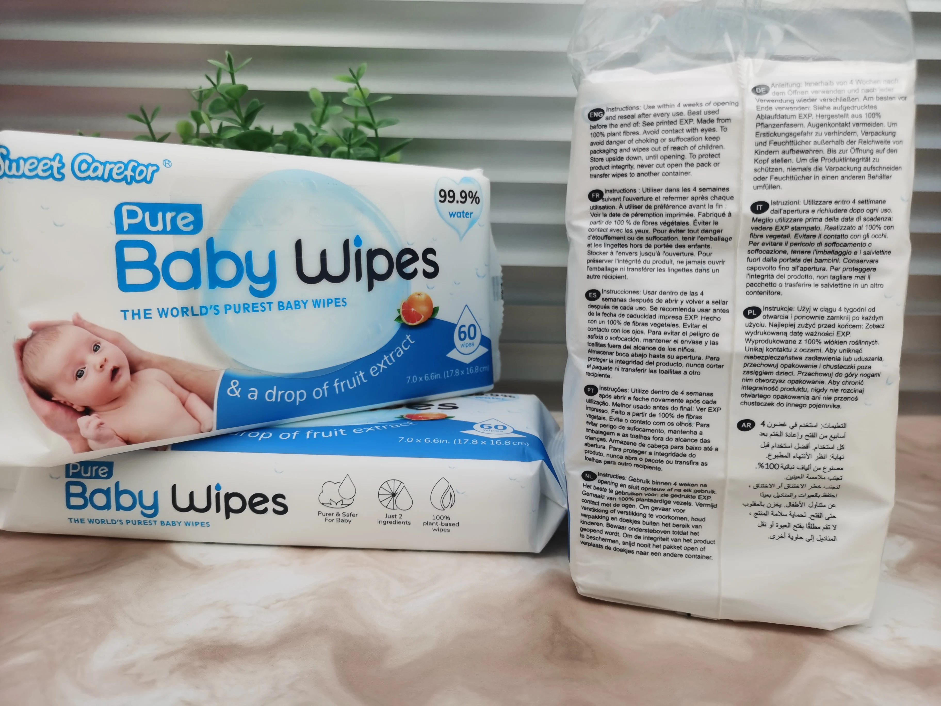 Water Wet Wipes Sweet Carefor Baby Wipes Water Wipe for Baby Cleaning 99.9% Water butt washing