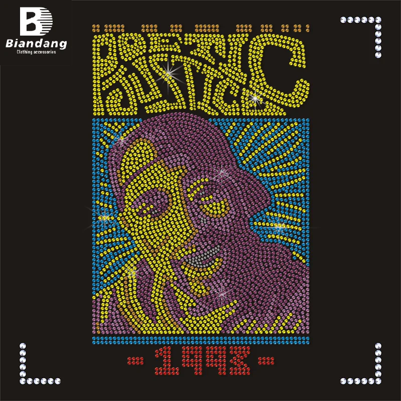 Factory Wholesale Price Shiny Portrait Hot Fix Rhinestone Transfer Custom Rhinestone Heat Transfer