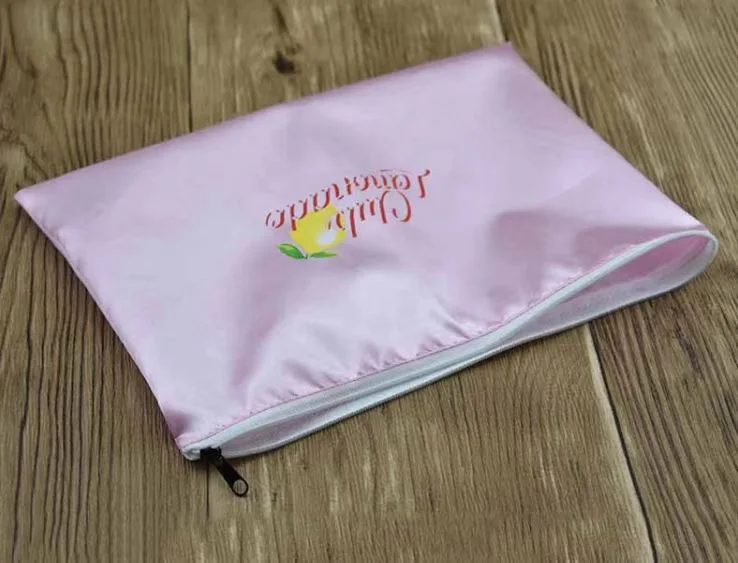 wholesale logo custom satin bags private label silk bags vendor zipper satin bags for hair bundles
