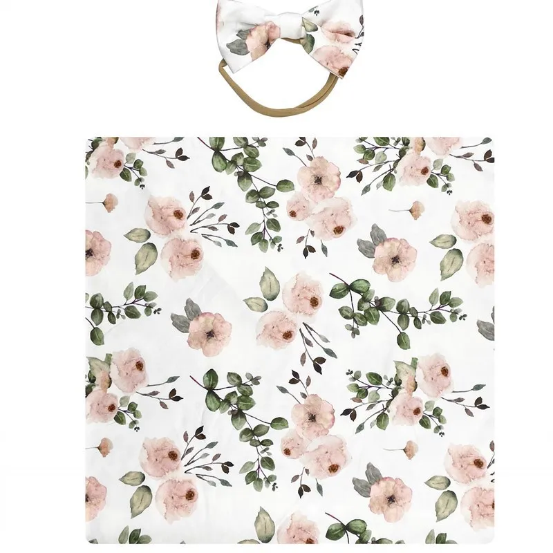 jersey bamboo cotton swaddle blanket in solid or printing baby wrap