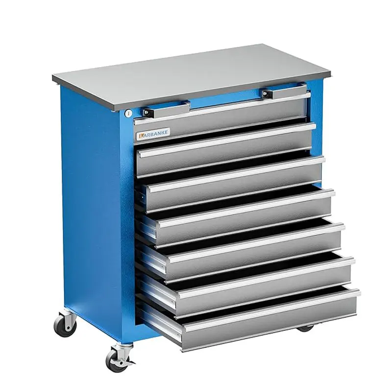 Cabinet Rolling Tool Chest Steel 7 Drawer Workbench Workshop Roller Garage Metal Blue Odm Gabinete Oem 18 Monthes EPA LARBANKE