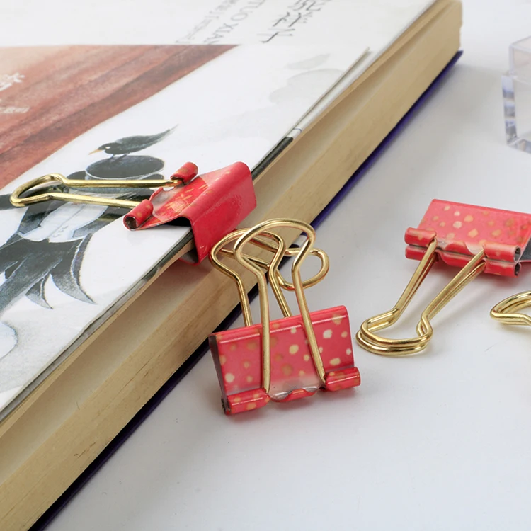 Golden metal clip with LOGO printing metal base 25mm bulldog clips