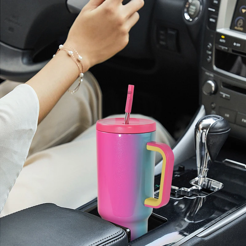 New 40oz Tumbler with Handle and Straw Insulated Tumbler with Lid and Straw Stainless Steel Travel Mug Keeps Cold for 34 Hours