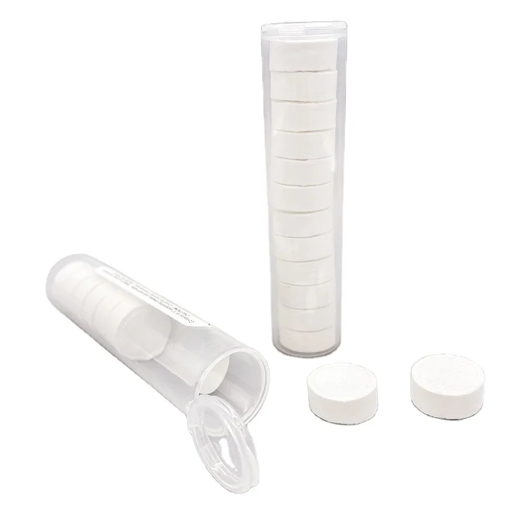 Disposable Face Tissue Cotton Towel Plastic Tube Pack Biodegradable Coin Compressed Towel for Camping