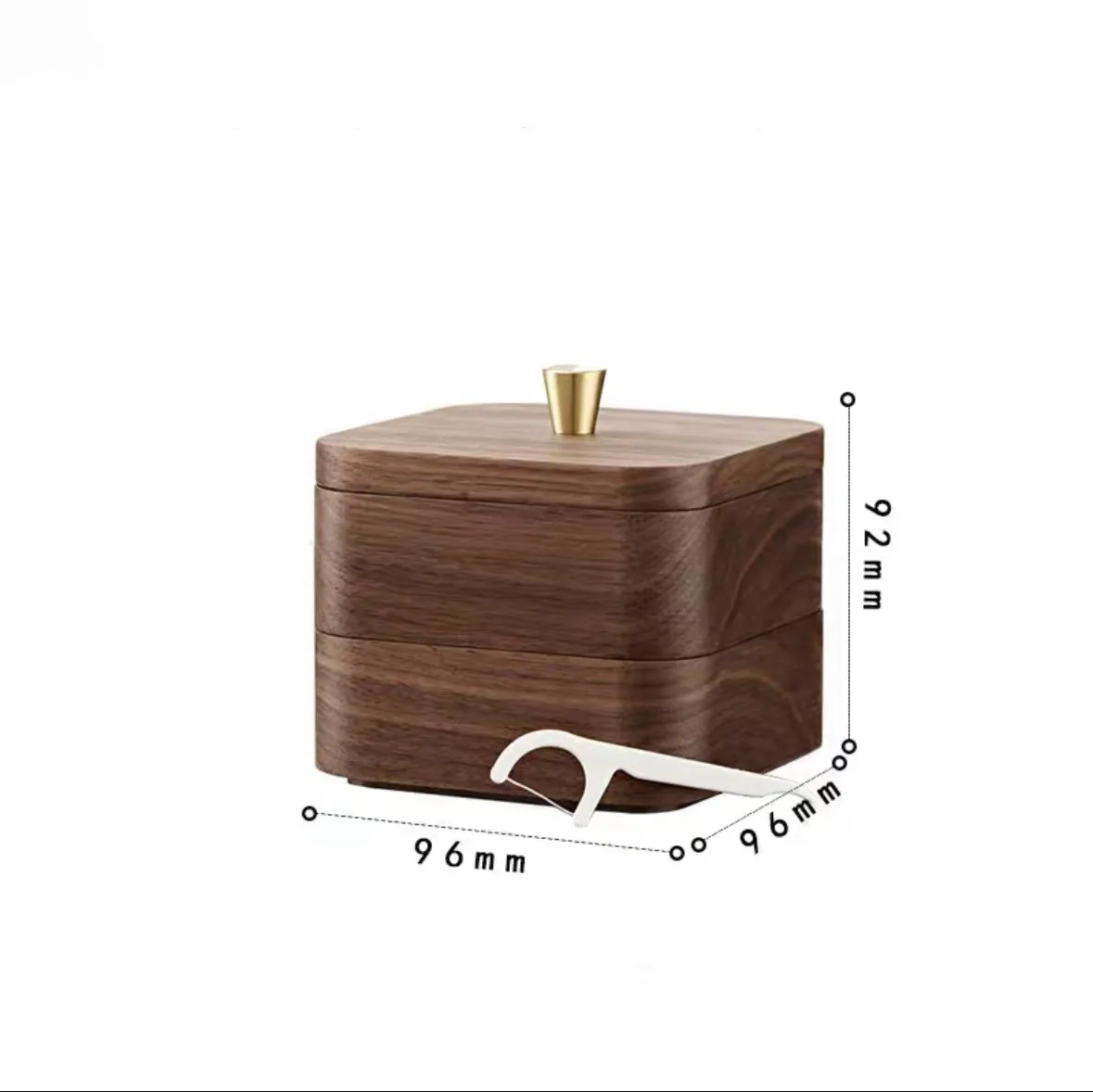 2024 Walnut toothpick stand Cotton swab storage box Toothpick dispenser box Mini wooden toothpick box