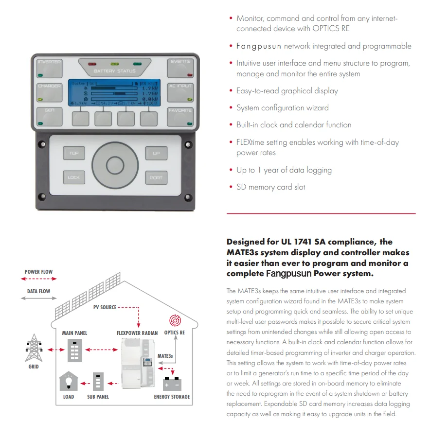 2022 new fangpusun Mate3S remote control with Communication Protocol for FM60 FM80 100A MPPT solar charge controller